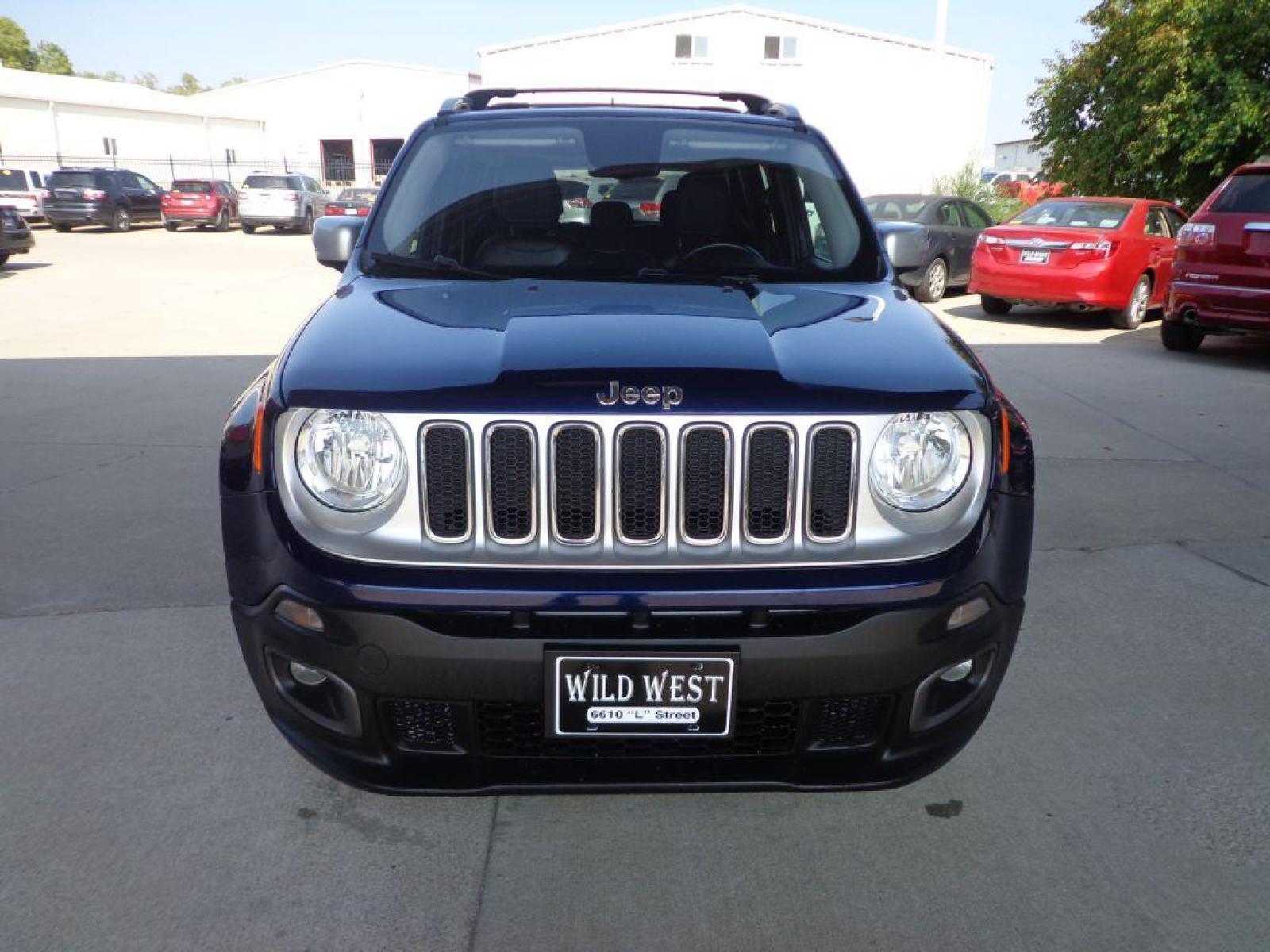 2016 BLUE JEEP RENEGADE LIMITED (ZACCJBDT0GP) with an 2.4L engine, Automatic transmission, located at 6610 L St., Omaha, NE, 68117, (402) 731-7800, 41.212872, -96.014702 - SHARP 2-OWNER, CLEAN CARFAX, LOW MILEAGE, NEWER TIRES, LOADED WITH OPTIONS INCLUDING: Passive Entry Keyless Enter 'n Got Package Blind Spot and Cross Path Detection 6.5-Inch Navigation Group with Uconnect My Sky Power Retractable / Removable Panels Beatst Premium Audio System *****We have - Photo #1