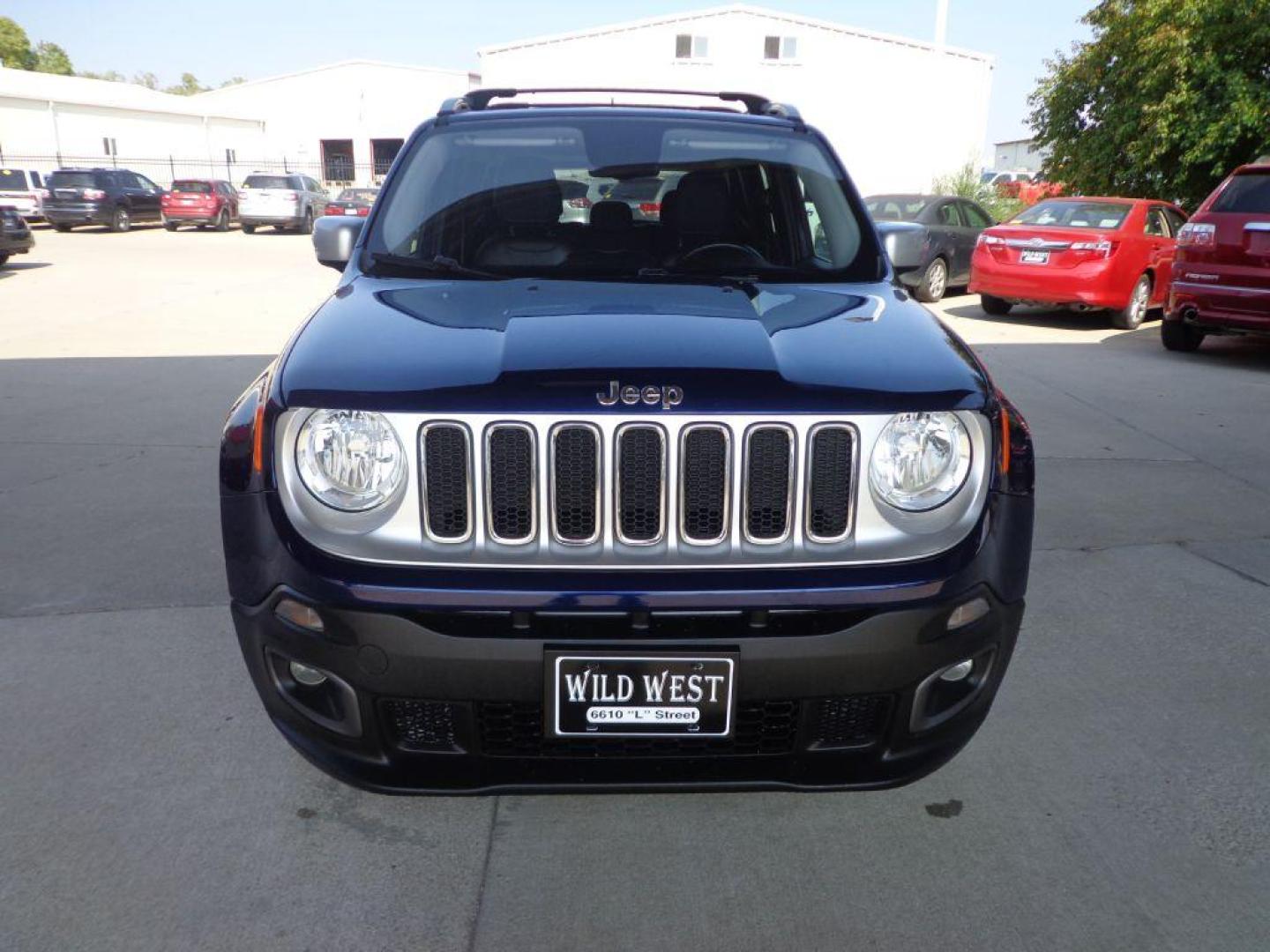 2016 BLUE JEEP RENEGADE LIMITED (ZACCJBDT0GP) with an 2.4L engine, Automatic transmission, located at 6610 L St., Omaha, NE, 68117, (402) 731-7800, 41.212872, -96.014702 - SHARP 2-OWNER, CLEAN CARFAX, LOW MILEAGE, NEWER TIRES, LOADED WITH OPTIONS INCLUDING: Passive Entry Keyless Enter 'n Got Package Blind Spot and Cross Path Detection 6.5-Inch Navigation Group with Uconnect My Sky Power Retractable / Removable Panels Beatst Premium Audio System *****We have - Photo#2