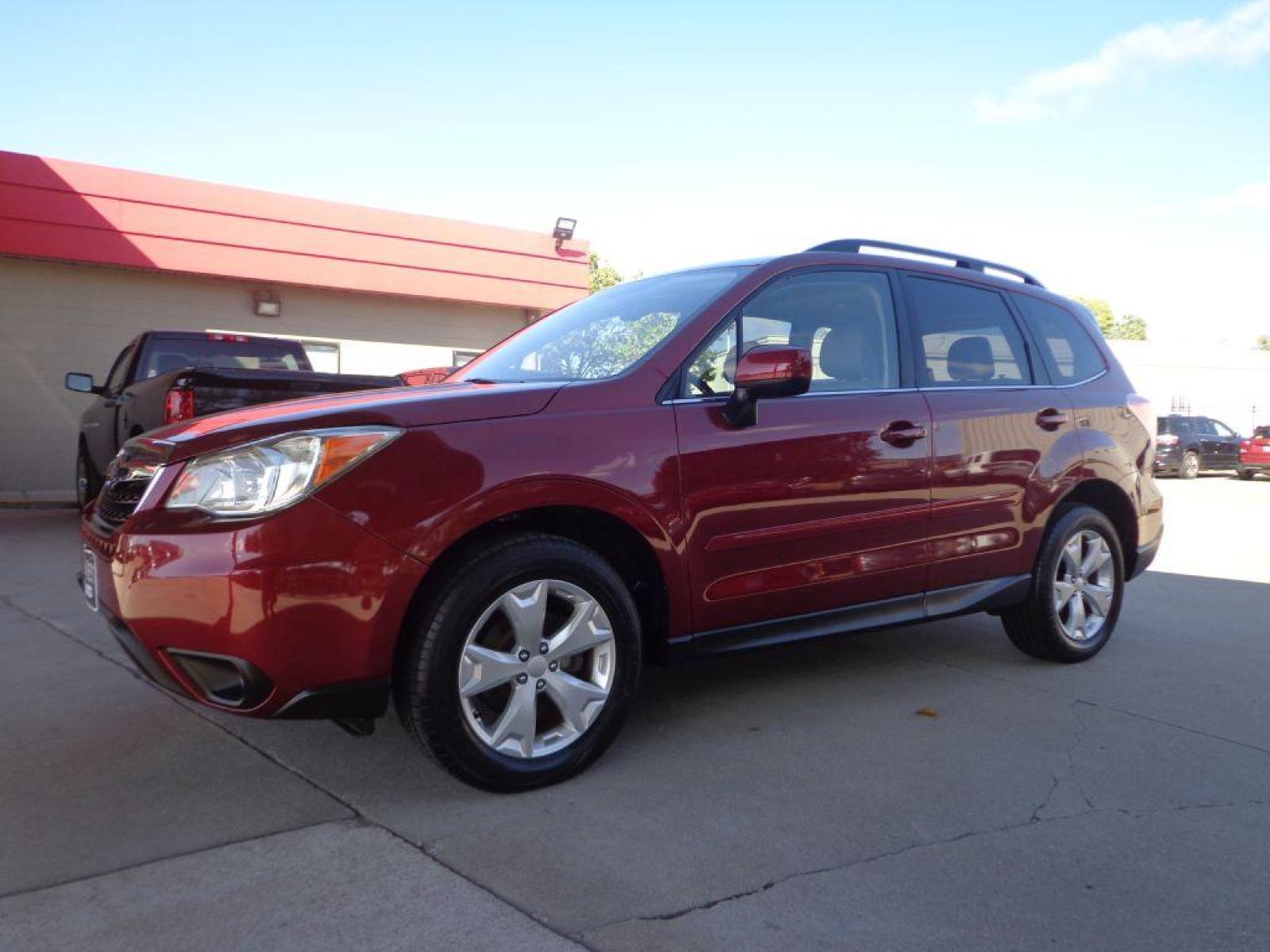 2014 MAROON SUBARU FORESTER 2.5I LIMITED (JF2SJAHC5EH) with an 2.5L engine, Continuously Variable transmission, located at 6610 L St., Omaha, NE, 68117, (402) 731-7800, 41.212872, -96.014702 - 1-OWNER CLEAN CARFAX LOW MILEAGE WITH PANORAMIC ROOF, BACKUP CAM, HEATED SEATS, REMOTE START AND NEWER TIRES! *****We have found that most customers do the majority of their shopping online before visiting a dealership. For this reason we feel it necessary to have a competitive price on our use - Photo #0