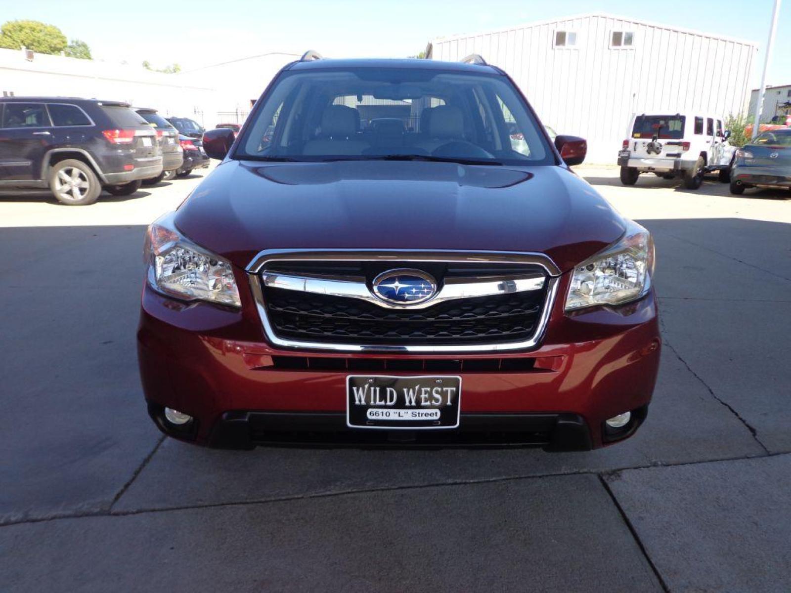 2014 MAROON SUBARU FORESTER 2.5I LIMITED (JF2SJAHC5EH) with an 2.5L engine, Continuously Variable transmission, located at 6610 L St., Omaha, NE, 68117, (402) 731-7800, 41.212872, -96.014702 - 1-OWNER CLEAN CARFAX LOW MILEAGE WITH PANORAMIC ROOF, BACKUP CAM, HEATED SEATS, REMOTE START AND NEWER TIRES! *****We have found that most customers do the majority of their shopping online before visiting a dealership. For this reason we feel it necessary to have a competitive price on our use - Photo #1
