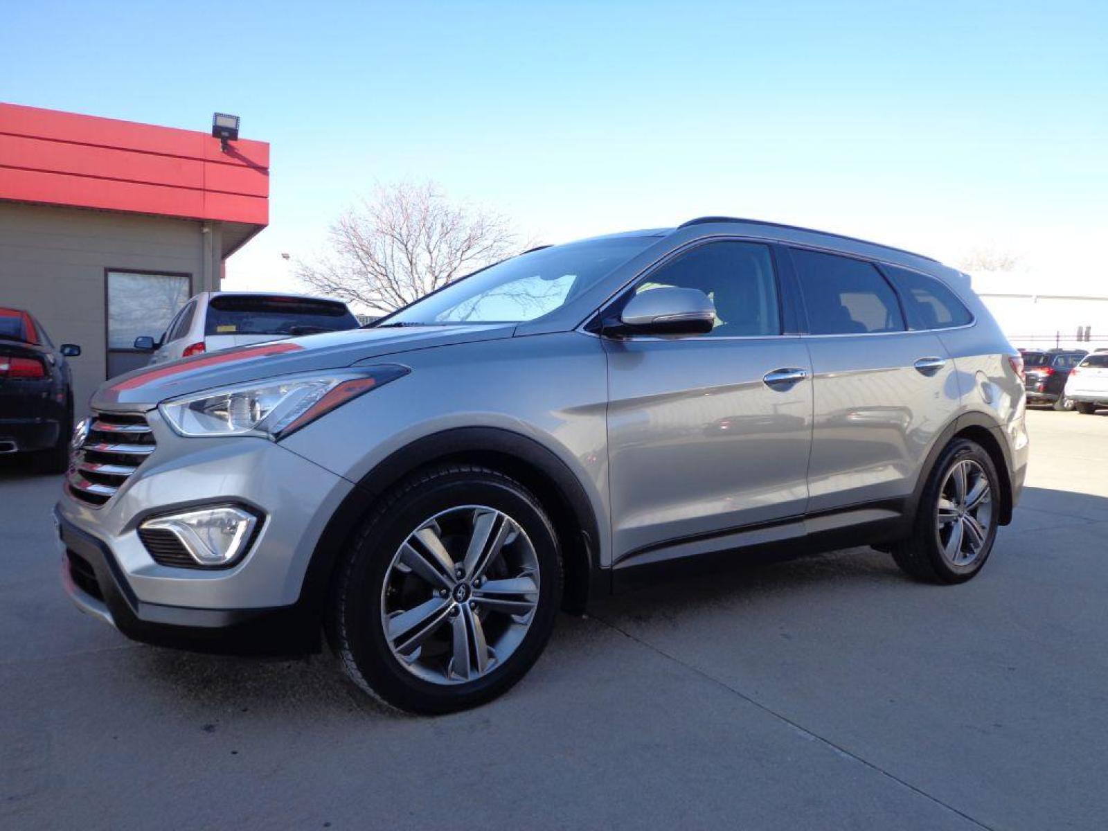 2014 GRAY HYUNDAI SANTA FE LIMITED (KM8SRDHF2EU) with an 3.3L engine, Automatic transmission, located at 6610 L St., Omaha, NE, 68117, (402) 731-7800, 41.212872, -96.014702 - LIMITED MODEL WITH A CLEAN CARFAX, LOW MILEAGE, LOADED WITH HEATED/COOLED SEATS, 2ND ROW BUCKETS, 3RD ROW, PANORAMIC ROOF, NAV, BACKUP CAM AND NEWER TIRES! *****We have found that most customers do the majority of their shopping online before visiting a dealership. For this reason we feel it ne - Photo #0
