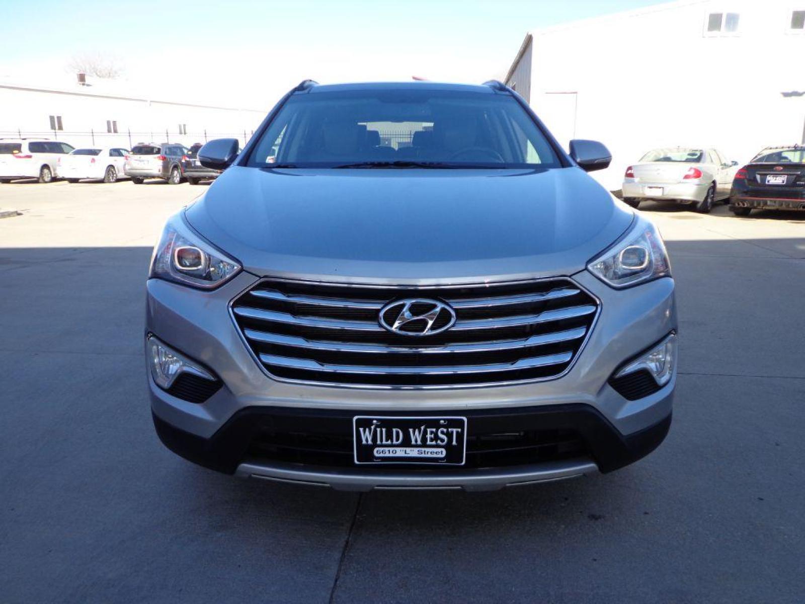 2014 GRAY HYUNDAI SANTA FE LIMITED (KM8SRDHF2EU) with an 3.3L engine, Automatic transmission, located at 6610 L St., Omaha, NE, 68117, (402) 731-7800, 41.212872, -96.014702 - LIMITED MODEL WITH A CLEAN CARFAX, LOW MILEAGE, LOADED WITH HEATED/COOLED SEATS, 2ND ROW BUCKETS, 3RD ROW, PANORAMIC ROOF, NAV, BACKUP CAM AND NEWER TIRES! *****We have found that most customers do the majority of their shopping online before visiting a dealership. For this reason we feel it ne - Photo #1