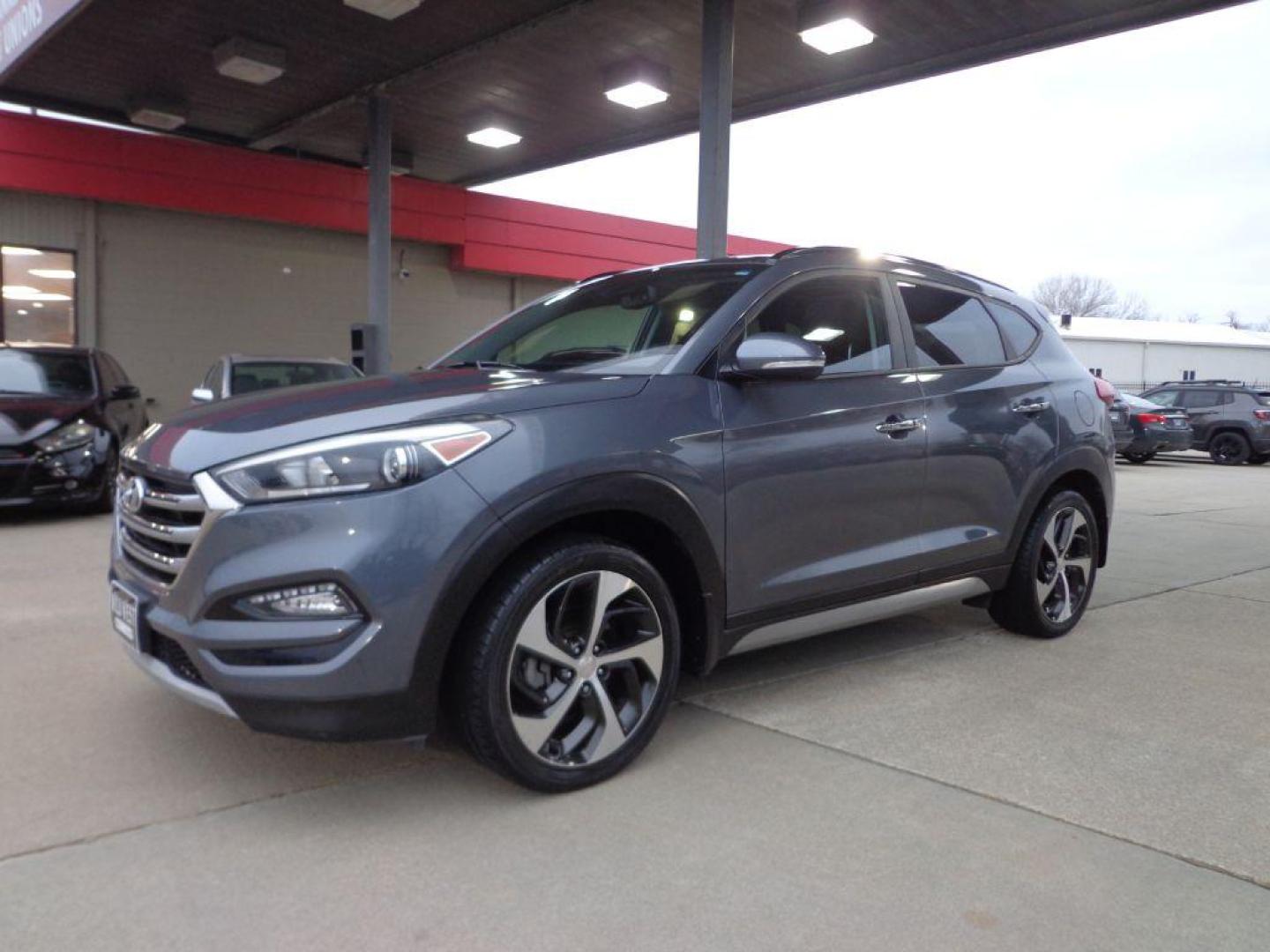 2017 GRAY HYUNDAI TUCSON LIMITED (KM8J3CA24HU) with an 1.6L engine, Automatic transmission, located at 6610 L St., Omaha, NE, 68117, (402) 731-7800, 41.212872, -96.014702 - SHARP LIMITED MODEL WITH A CLEAN CARFAX, LOW MILEAGE, ULTIMATE PACKAGE, PANO ROOF, DRIVER ASSIST, PREMIUM AUDIO, HEATED/COOLED SEATS, NAV AND MUCH MORE! *****We have found that most customers do the majority of their shopping online before visiting a dealership. For this reason we feel it nece - Photo#0