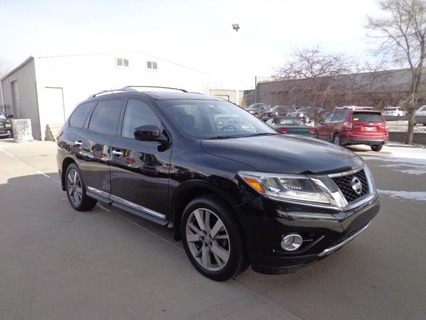 2014 BLACK NISSAN PATHFINDER PLATINUM (5N1AR2MM1EC) with an 3.5L engine, Continuously Variable transmission, located at 6610 L St., Omaha, NE, 68117, (402) 731-7800, 41.212872, -96.014702 - 1-OWNER, CLEAN CARFAX, LOW MILEAGE LOADED WITH THE PLATINUM PREMIUM PACKAGE AND NEWER TIRES! *****We have found that most customers do the majority of their shopping online before visiting a dealership. For this reason we feel it necessary to have a competitive price on our used vehicles ri - Photo#2